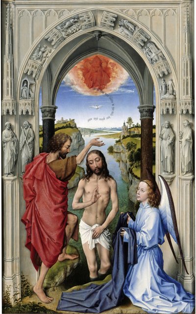 Kristuksen kaste Pyhän Johanneksen alttari, keskimmäinen taulu, n. 1455 tekijältä Rogier van der Weyden