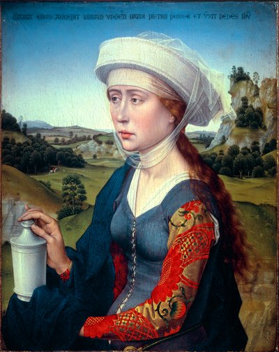 Braque-suvun triptyykki: Pyhän Maria Magdaleenan esitys (Braque-triptyykin oikea paneeli), n. 1450 (öljy puulle) tekijältä Rogier van der Weyden
