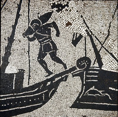 Cagliarin laiva palaamassa Ostian satamaan (mosaiikki tekijältä Roman