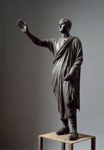 Aule Metele, Arringatore, Puhuja, pronssinen patsas, 80 eaa., Pilasta (Perugia) tekijältä Roman