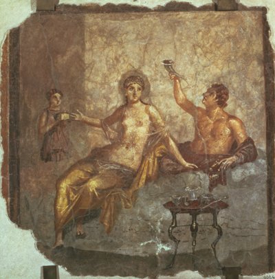 Juhlapariskunta orjan kanssa, Herculaneumista, n. 50-79 jKr tekijältä Roman
