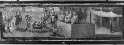 Karikatyyri Salomonin tuomiosta, Pompejista, Tohtorin talosta tekijältä Roman
