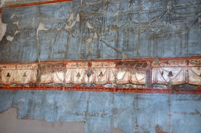 Yksityiskohta roomalaisesta freskosta Herculanumissa (fresko). tekijältä Roman