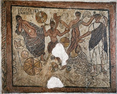 Dionysos ja Ariadne - Mosaiikki, 4. vuosisata tekijältä Roman