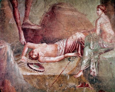 Humalassa nukkuva maenad (fresko tekijältä Roman