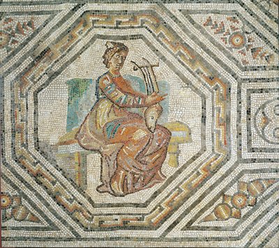 Erato, lyyrisen runouden museo, Augusta Treverorum (mosaiikki) tekijältä Roman