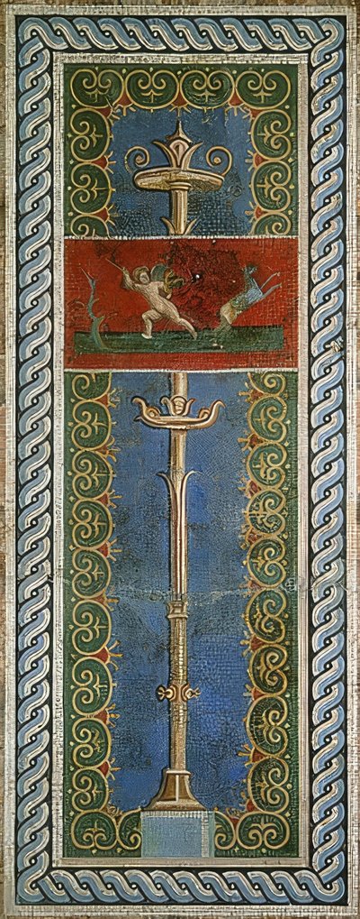 Eros metsästäjänä, yksityiskohta Pompeijissa löydetystä seinämosaiikista. tekijältä Roman