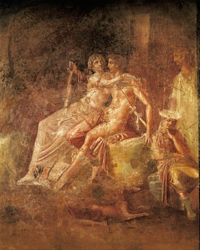 Ares ja Aphrodite kuvaava fresko, Citharistin talo, Pompei, Italia (mosaiikki) tekijältä Roman