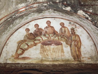 Fresko, joka kuvaa juhlakohtausta (fresko) tekijältä Roman