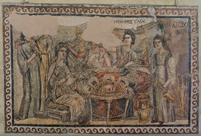 Funerary Symposium, Antiokian hautausmaa, 4. vuosisadan lopulla jKr. (mosaiikki) (katso myös 3929775) tekijältä Roman