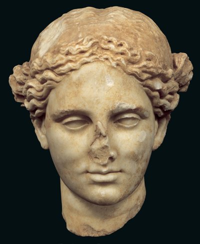 Apollo Sauroktonoksen (liskotapja) päällikkö, kopio 4. vuosisadan Praxitelesin kreikkalaisesta pronssista, joka löydettiin Kifissiasta (marmorista) tekijältä Roman