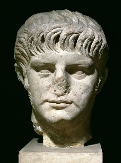 Neron pää (37-68 jKr) (marmori) tekijältä Roman