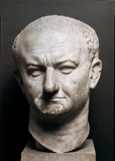 Rooman keisari Vespasianon pää (Vespasianus tai Vespasiano, 9-79 ap. JC) - Marmoriveistos, korkeus 40 cm - Rooma, Museo Nazionale Romano - Keisari Vaspasianuksen pää (Titus Flavius Vespasianus) (9-79) - Marmoriveistos Korkeus 40 cm) - Rooma, Museo Naziona tekijältä Roman
