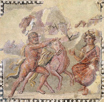 Herakles kreetalaisen härän kanssa, Ostia (mosaiikki) tekijältä Roman