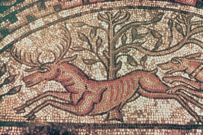 Hinton St. Mary -päällyste (yksityiskohta) n. 350 jKr (mosaiikki) tekijältä Roman