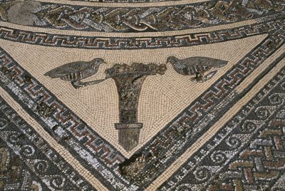 Orpheuksen talo, Orpheus villieläinten ympäröimänä, yksityiskohta (mosaiikki) tekijältä Roman