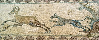 Metsästyskohtaus, Dionysoksen talo, Pafos, Kypros (mosaiikki) tekijältä Roman
