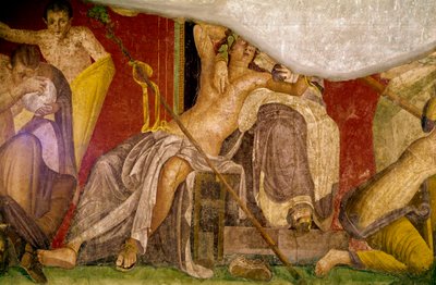 Dionysoksen kultin vihkimysriittejä, fresko Villa Dei Mysteristä. tekijältä Roman