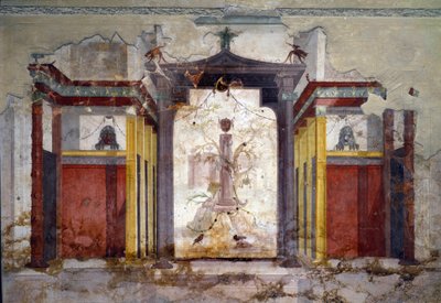 Sisäkuva naamiohuoneen freskoista tekijältä Roman