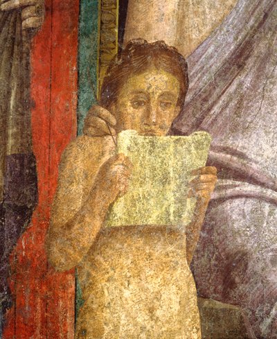 Italia, Campania, Pompei, fresko, joka kuvaa rituaaliseremoniaa Mysteerien huvilassa tekijältä Roman