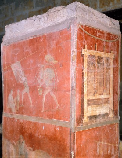 Italia, Napoli, Museo Archeologico Nazionale, Dyers, maalaus House of Fullonicasta Pompejista (UNESCOn maailmanperintöluettelo) tekijältä Roman