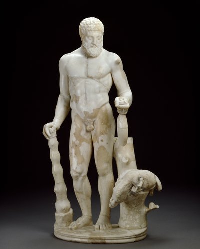 Herkuleen ja Erymanthian villisian marmoripatsas (marmori) tekijältä Roman