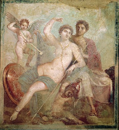 Mars ja Venus Marsin ja Venuksen talosta (Casa de Marte e Venere) Pompejista (seinämaalaus) tekijältä Roman