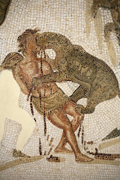 Mosaiikki, joka kuvaa vangin kidutusta (mosaiikki) tekijältä Roman