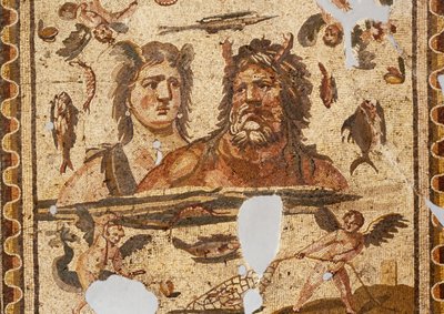 Oceanus ja Tethys, mosaiikki muinaisesta Daphnesta, Harbiye, Turkki. Roomalainen sivilisaatio, 4. vuosisadalla jKr tekijältä Roman