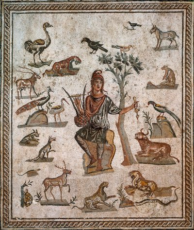 Orpheus eläinten ympäröimänä, 2. vuosisadalla tekijältä Roman
