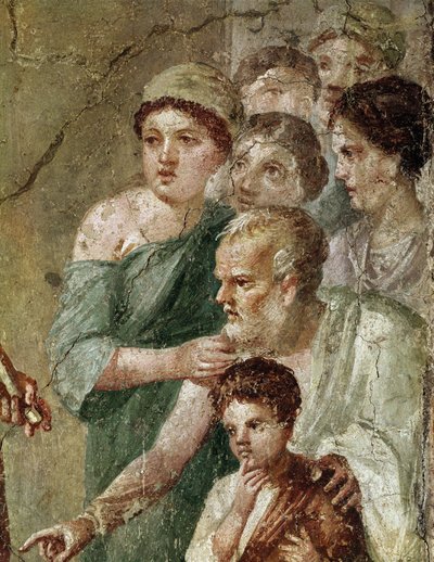 Pan-muusikko nymfien joukossa (fresko tekijältä Roman