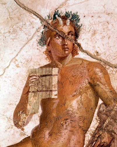 Pan-muusikko nymfien joukossa (fresko tekijältä Roman