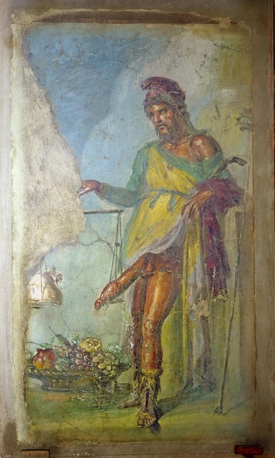 Priapus, Casa dei Vettii (Vettii-talo) n. 50-79 jKr. (fresko). tekijältä Roman