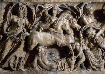 Proserpinan tempaus, yksityiskohta (marmori) tekijältä Roman