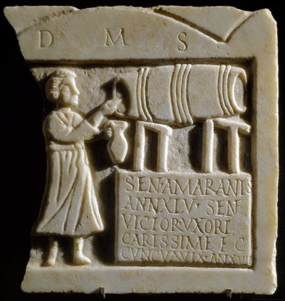 Relief, joka kuvaa tavernakohtausta (marmori) tekijältä Roman