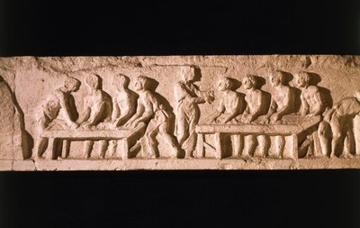 Leipomoa kuvaava reliefi Eurysaces leipurin haudasta Porta Maggioressa, Roomassa, 50-20 eaa. tekijältä Roman