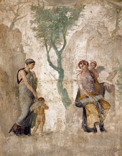 Roomalainen taide: "" Eros rankaisi, Afroditen läsnäollessa"" Fresko Pompejista, casa dell