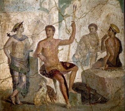 Roomalainen taide: "" Meleagre ja Atalante""" Roomalainen fresko 1. vuosisadalta jKr. Pompejista. Napoli, kansallinen arkeologinen museo - roomalainen taide: Meleager ja Atalanta. Roomalainen fresko 1. vuosisadalta jKr. Pompejista. Kansallinen arkeologinen tekijältä Roman