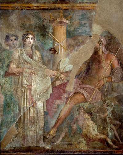 Roomalainen taide: "" Zeuksen ja Heran häät Ida-vuorella"" Roomalainen fresko Traagisen runoilijan talon paikalta Pompejista. 1. vuosisadalla jKr. Napoli, Museo Archeologico Nazionale - Roomalainen taide: Zeuksen ja Heran häät Ida-vuorella. Roomalainen fre tekijältä Roman