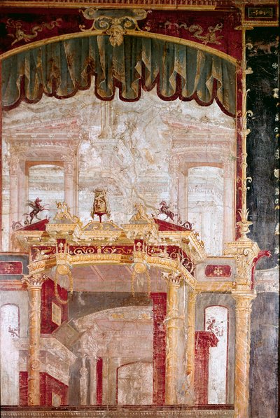 Roomalainen taide: "" sisustus"" Roomalainen fresko 4. Pompeian tyylistä Ercolanosta (Herculanum tai Herculaneum) 60-80 jKr. tekijältä Roman