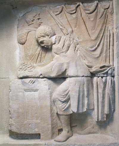 Roomalainen kohokuvio mausoleumista, joka kuvaa leipäkauppiasta, 2. vuosisadalla jKr tekijältä Roman