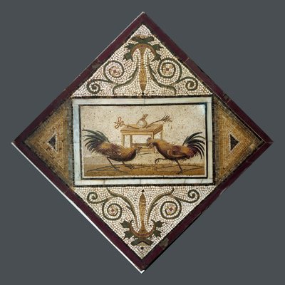Roomalainen taide: kukkotaistelu. Mosaiikki Pompejista. 4. tyyli. Kansallinen arkeologinen museo, Napoli tekijältä Roman