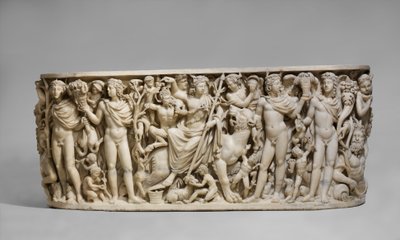 Sarkofagi, jossa on Dionysoksen voitto ja vuodenajat, n. 260-20 jKr (marmori) tekijältä Roman