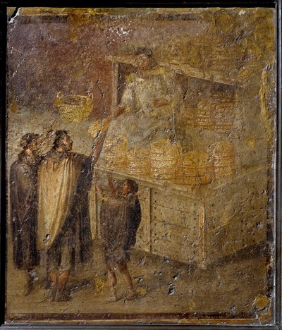 Kohtaus, jossa leipuri myy leipää. (Fresko, 1. vuosisata) tekijältä Roman