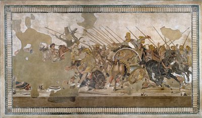 Aleksanteri III Suuren voitti Issoksen taistelun Darios (Darius) III Codomania (335 - 331 eKr.) vastaan - Pompejin mosaiikki - tekijältä Roman