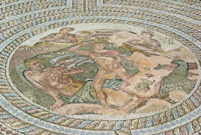 Theseus ja Minotauros, Theseuksen talo, Pafos, Kypros (mosaiikki) tekijältä Roman