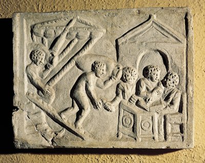 Lastin purkaminen ja satamatarkastukset, bareljeef, roomalainen sivilisaatio tekijältä Roman