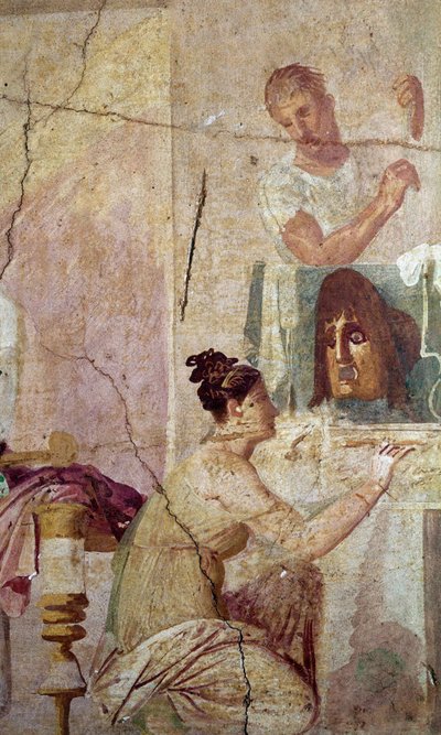 Traagisen runoilijan voitto, näyttelijän yksityiskohta (fresko tekijältä Roman