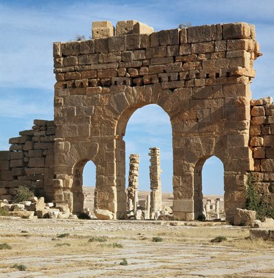 Näkymä arkeologiselle paikalle Antoninuksen portin kautta tekijältä Roman
