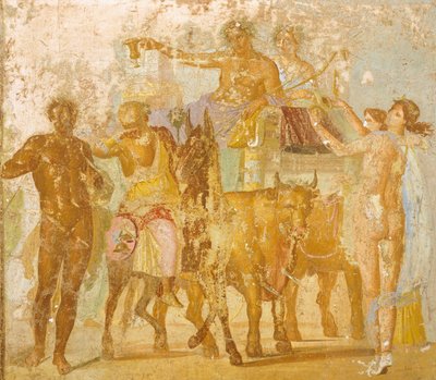Seinämaalaus, joka kuvaa Bacchuksen voittoa, Marcus Lucretius Fronton talosta, Pompejista, Campaniasta, Rooman sivilisaatiosta tekijältä Roman